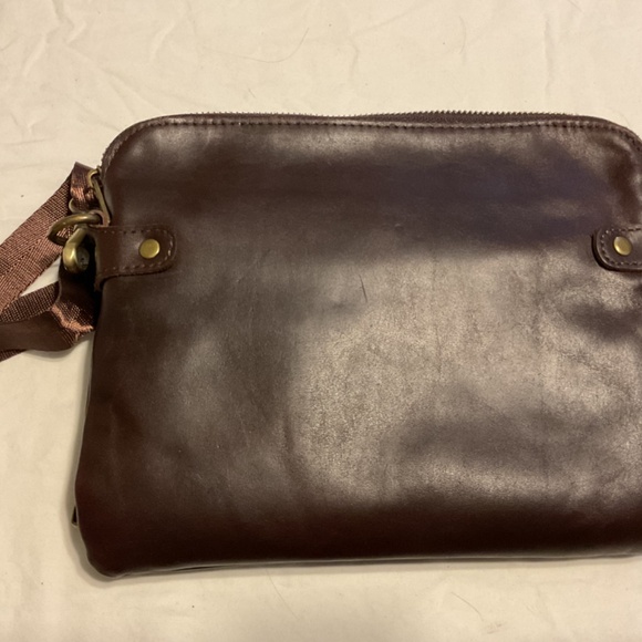 Linshi Tasks Brown Leather Organizer Crossbody Purse. - Picture 5 of 15